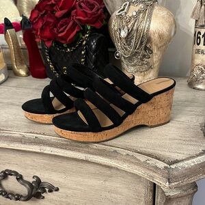 Sam Edelman Black Cork Wedge Slide Sandals - Women